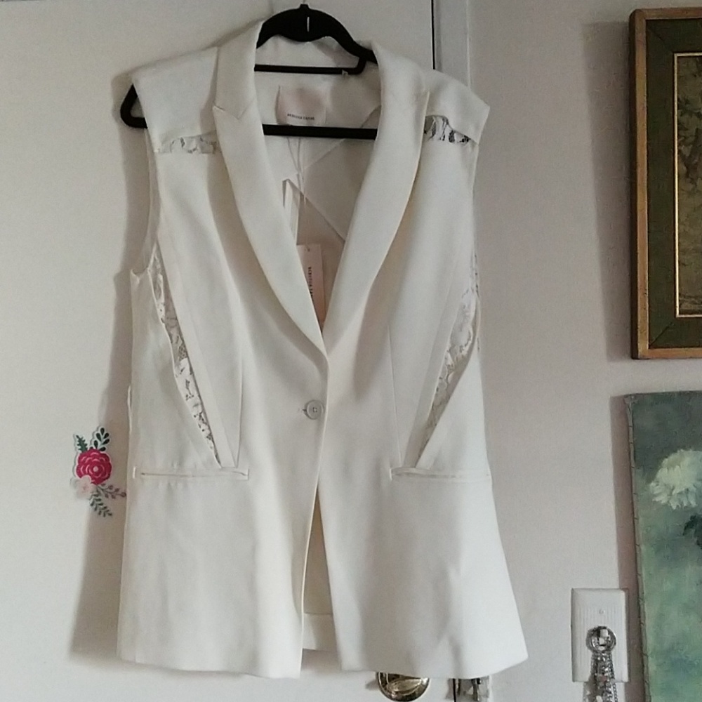 Rebecca Taylor size 10 cream sleeveless blazer
